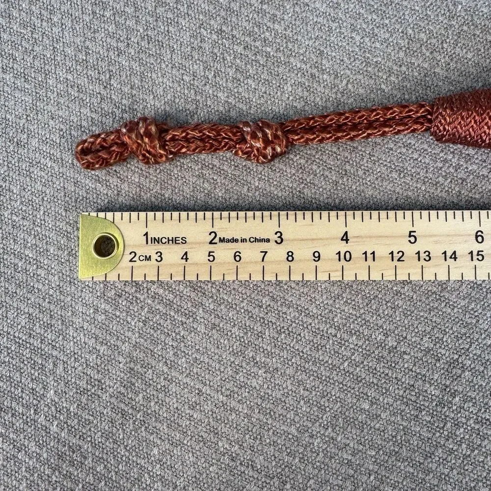 VTG Braided Rope Belt Macrame Woven Boho Style Wood Beads Gold 80s Vibe 545